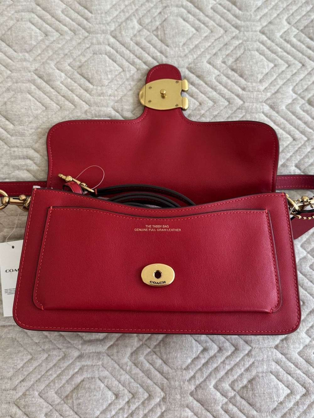 Coach Poppy Red Soft Leather Shoulder Tabby 26 Purse - Picture 10 of 10